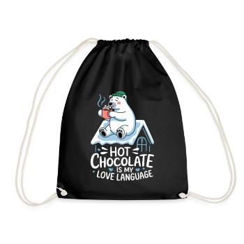 Hot chocolate is my love language Bear - Drawstring Bag - black - Front