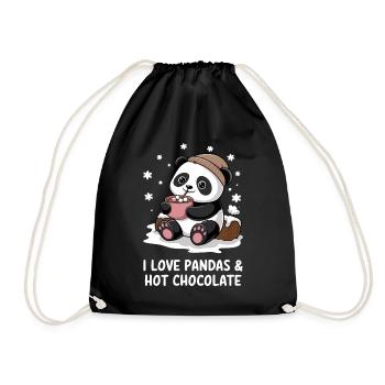 Ich Liebe Pandas Und Heiße Schokolade Niedliches - Turnbeutel - Schwarz - Vorne