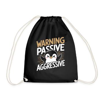 Avertissement, Passif, Agressif, Pingouin, Humour - Sac de sport léger - noir - Devant