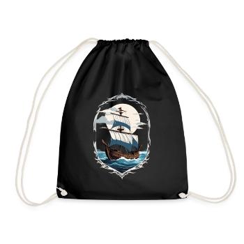 Motif de voilier aventureux - Sac de sport léger - noir - Devant