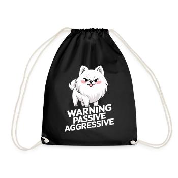 Caution Passive Aggressive Cute Dog - Drawstring Bag - black - Front