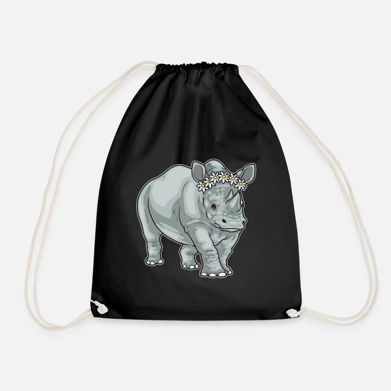 Nashorn Gänseblümchen Blumen - Turnbeutel - Schwarz