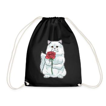 Persian Cat Rose - Drawstring Bag - black - Front