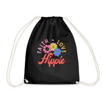 Foi Amour Hippie Fleurs Rétro - Sac de sport léger - noir - Devant