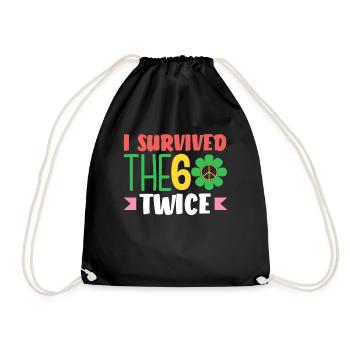 I survived the 60s twice - Drawstring Bag - black - Front