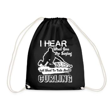 Curling Talk About Curling - Drawstring Bag - black - Front