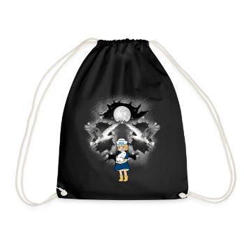 mystical maritime girl seagulls sailor seagull - Drawstring Bag - black - Front