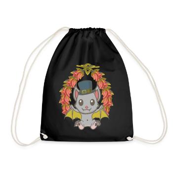 Halloween Bat Bats Kids Child - Drawstring Bag - black - Front