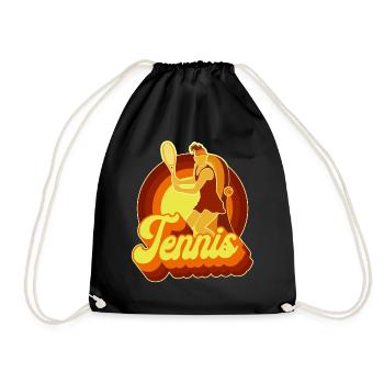 Funny Tennis Player Racket Retro - Turnbeutel - Schwarz - Vorne