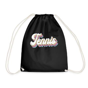 Funny Tennis Player Racket 80s 90 - Turnbeutel - Schwarz - Vorne