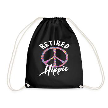 Retired Hippie Peace Zeichen Buntes Design - Turnbeutel - Schwarz - Vorne