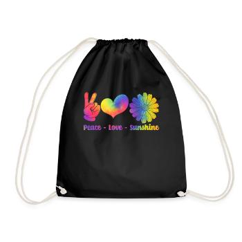 Hippie Rétro Arc-en-ciel Paix Amour Soleil - Sac de sport léger - noir - Devant