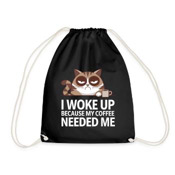 Funny Coffee Cats Saying - Drawstring Bag - black - Front