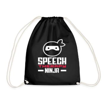 Speech Therapy Ninja Cool Therapy Motif - Drawstring Bag - black - Front