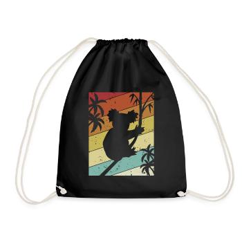 Retro Koalabear Eucalyptus Phascolarctos Cinereus - Drawstring Bag - black - Front