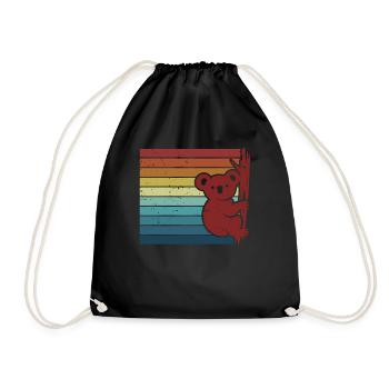 Retro Koalabear Phascolarctos Cinereus Eucalyptus - Drawstring Bag - black - Front