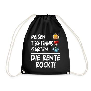 Die Rente Rockt Reisen Tischtennis Garten Rentner - Turnbeutel - Schwarz - Vorne