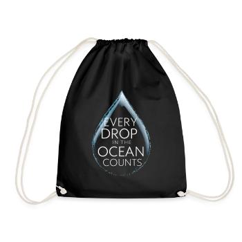 Every drop in the ocean counts Sea Water droplets - Drawstring Bag - black - Front