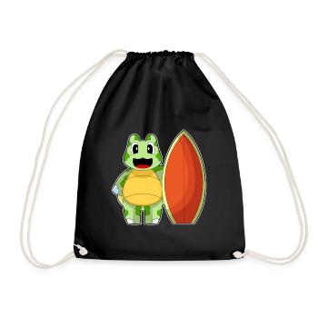 Turtle Surfing Surfboard Summer - Drawstring Bag - black - Front