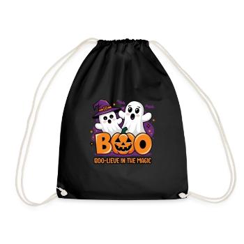 Cute Ghost Halloween Outfit Women - Drawstring Bag - black - Front