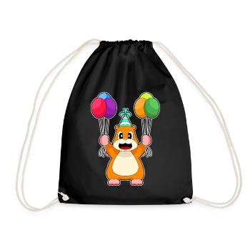Hamster Birthday Balloon - Drawstring Bag - black - Front