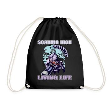 Soaring High Living Life – Paragliding Design - Drawstring Bag - black - Front