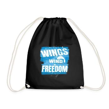 Wings Wind Freedom – Paragliding Design - Drawstring Bag - black - Front