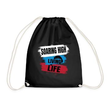 Soaring High Living Life – Paragliding Design - Drawstring Bag - black - Front