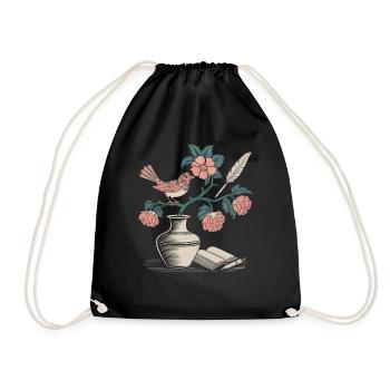 Cottagecore Magie des oiseaux et des fleurs - Sac de sport léger - noir - Devant