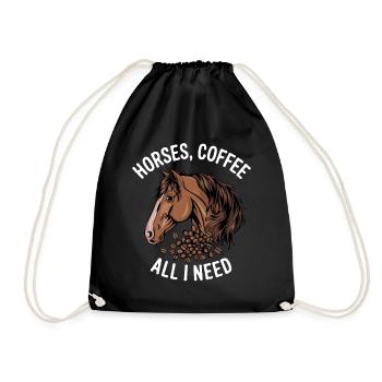Lustiges Pferd Kunst Pferdebesitzer Pferde Kaffee - Turnbeutel - Schwarz - Vorne