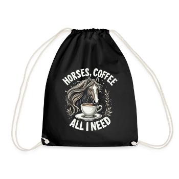 Lustiges Pferd Kunst Pferdebesitzer Pferde Kaffee - Turnbeutel - Schwarz - Vorne
