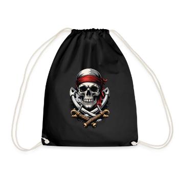 Pirate Flags Skull Jolly Roger Pirate Costume - Drawstring Bag - black - Front