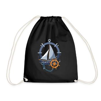 Maritime sailing adventure motif - Drawstring Bag - black - Front