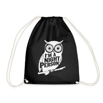 Im a night person owl - Drawstring Bag - black - Front