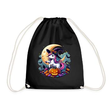 Halloween Unicorn Witch Witch Hat Pumpkins Kids - Drawstring Bag - black - Front
