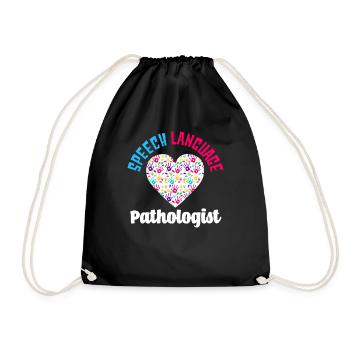Speech Language Pathologist Heart Handprints - Drawstring Bag - black - Front