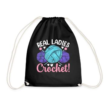 Real ladies crochet - Crocheter Crochet Girls - Turnbeutel - Schwarz - Vorne