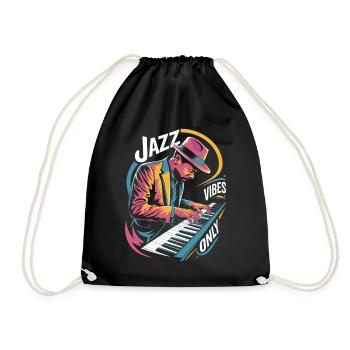 Jazz Vibes Only Musician Piano Art - Drawstring Bag - black - Front