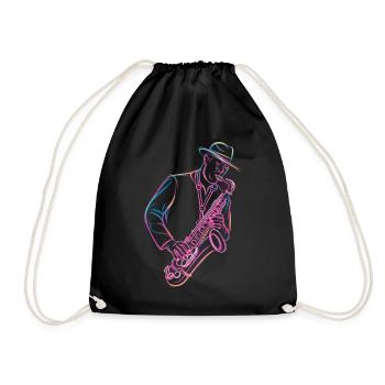 Musicien de jazz avec saxophone dans le style vintage - Sac de sport léger - noir - Devant