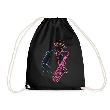 Unique jazz saxophonist in retro style - Drawstring Bag - black - Front