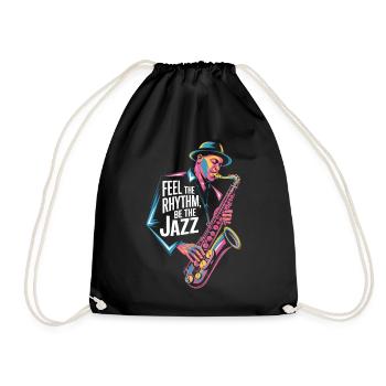 Fühle Den Rhythmus, Sei Der Jazz - Turnbeutel - Schwarz - Vorne