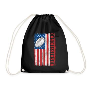 Commissioner Fantasy Football USA Flag Funny - Drawstring Bag - black - Front