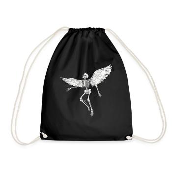 Skeleton with wings for bikers – Extravagant - Drawstring Bag - black - Front