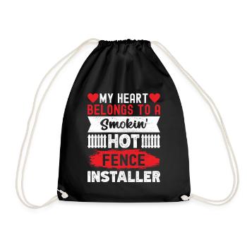 Zauninstallateur Zaunbauer Fence Installer - Turnbeutel - Schwarz - Vorne