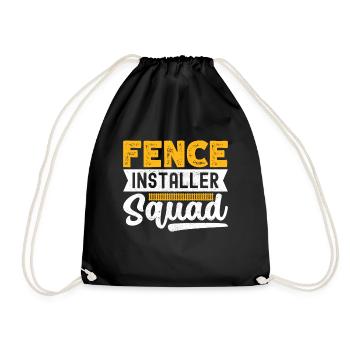 Zauninstallateur Zaunbauer Fence Installer - Turnbeutel - Schwarz - Vorne