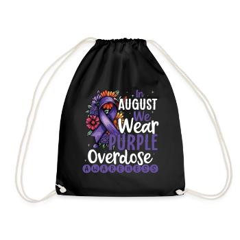 Purple in August Overdose Awareness Support - Drawstring Bag - black - Front