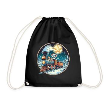 Christmas Mouse Railway Model Railway Kids - Drawstring Bag - black - Front