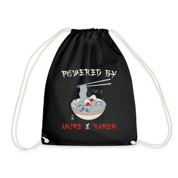Powered By Anime & Ramen Love Japan Noodles - Drawstring Bag - black - Front