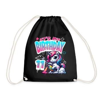 7ème anniversaire Licorne Graffiti Girl - Sac de sport léger - noir - Devant