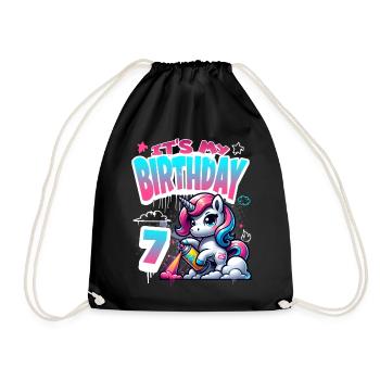 7ème anniversaire Licorne Graffiti Girl - Sac de sport léger - noir - Devant